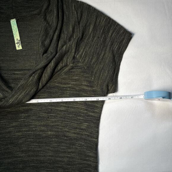 Green Cowl Neck Tunic Sweater Dress w/ Wide Black Double Buckle Belt – Size XS/S - Picture 7 of 11